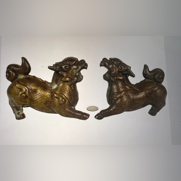 unsure Other - Vintage Chinese Foo Dogs Bronze Copper 6”x4”
